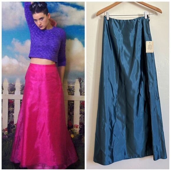 Jessica McClintock y2k 90s blue maxi skirt size 2 - Picture 1 of 13
